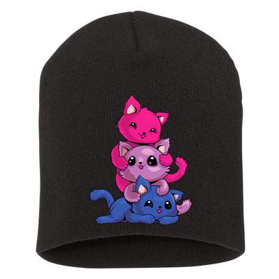 Bisexual Cat LGBT Kawaii Anime Kitten Bi Pride Flag Short Acrylic Beanie