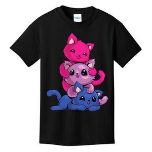 Bisexual Cat LGBT Kawaii Anime Kitten Bi Pride Flag Kids T-Shirt