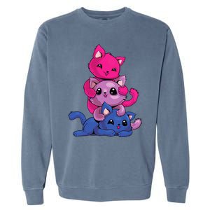 Bisexual Cat LGBT Kawaii Anime Kitten Bi Pride Flag Garment-Dyed Sweatshirt