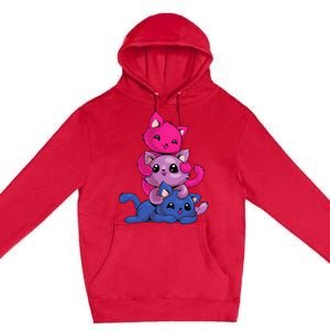 Bisexual Cat LGBT Kawaii Anime Kitten Bi Pride Flag Premium Pullover Hoodie