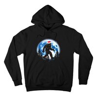 Bigfoot Christmas Lights Santa Hat Sasquatch Moon Xmas Hoodie