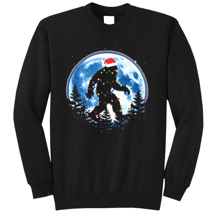 Bigfoot Christmas Lights Santa Hat Sasquatch Moon Xmas Sweatshirt