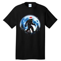 Bigfoot Christmas Lights Santa Hat Sasquatch Moon Xmas Tall T-Shirt