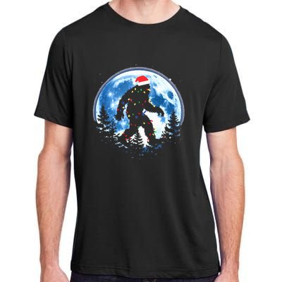 Bigfoot Christmas Lights Santa Hat Sasquatch Moon Xmas Adult ChromaSoft Performance T-Shirt