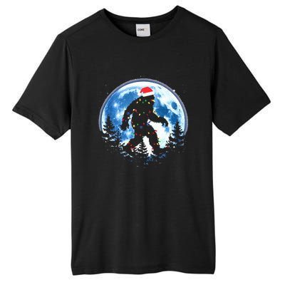 Bigfoot Christmas Lights Santa Hat Sasquatch Moon Xmas Tall Fusion ChromaSoft Performance T-Shirt