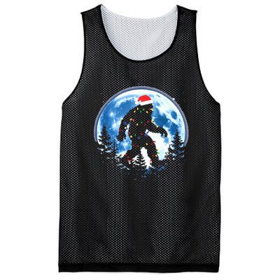 Bigfoot Christmas Lights Santa Hat Sasquatch Moon Xmas Mesh Reversible Basketball Jersey Tank