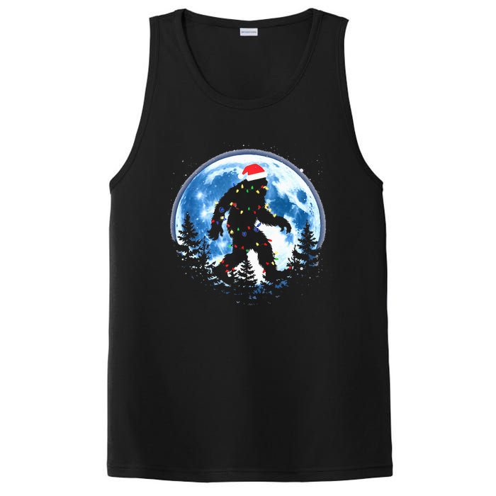 Bigfoot Christmas Lights Santa Hat Sasquatch Moon Xmas PosiCharge Competitor Tank