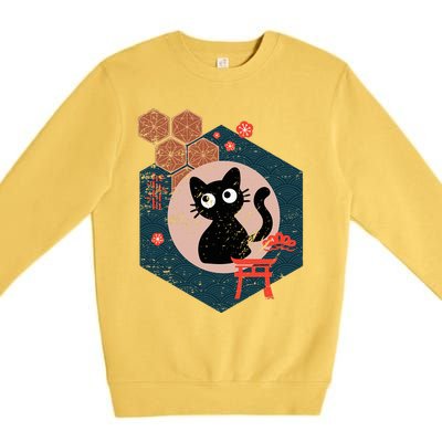 Black Cat Lover Japanese Kitten Anime Premium Crewneck Sweatshirt