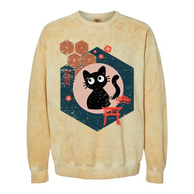 Black Cat Lover Japanese Kitten Anime Colorblast Crewneck Sweatshirt