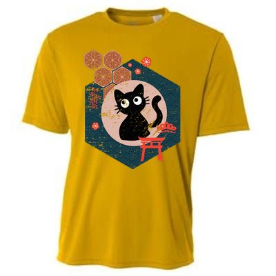 Black Cat Lover Japanese Kitten Anime Cooling Performance Crew T-Shirt