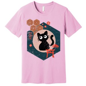 Black Cat Lover Japanese Kitten Anime Premium T-Shirt