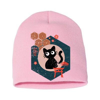 Black Cat Lover Japanese Kitten Anime Short Acrylic Beanie