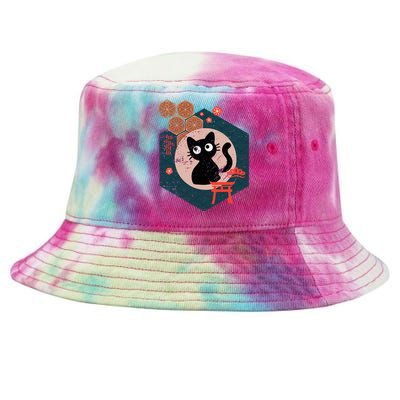 Black Cat Lover Japanese Kitten Anime Tie-Dyed Bucket Hat