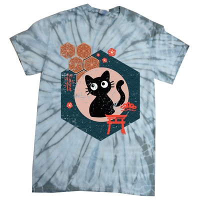 Black Cat Lover Japanese Kitten Anime Tie-Dye T-Shirt