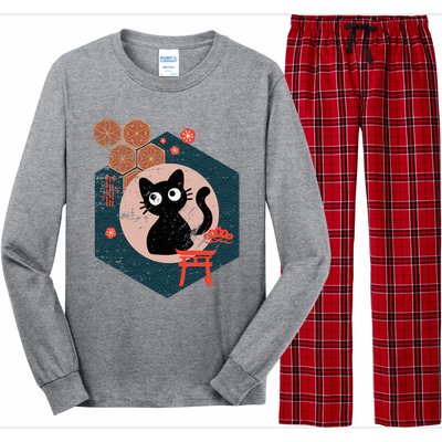 Black Cat Lover Japanese Kitten Anime Long Sleeve Pajama Set