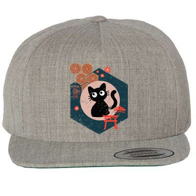 Black Cat Lover Japanese Kitten Anime Wool Snapback Cap