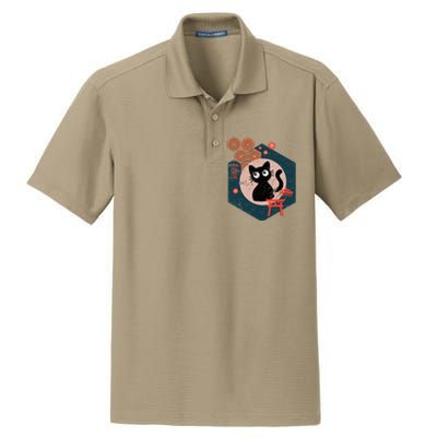 Black Cat Lover Japanese Kitten Anime Dry Zone Grid Polo