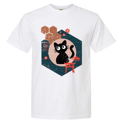 Black Cat Lover Japanese Kitten Anime Garment-Dyed Heavyweight T-Shirt