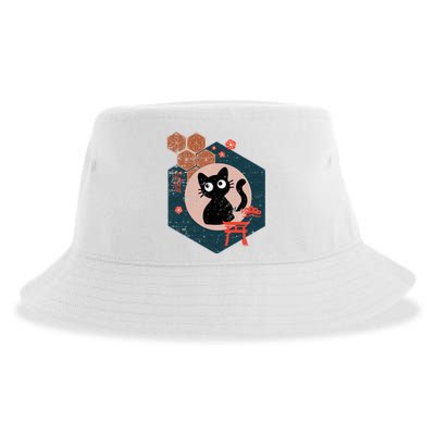 Black Cat Lover Japanese Kitten Anime Sustainable Bucket Hat