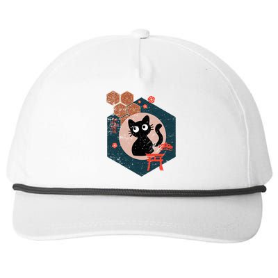 Black Cat Lover Japanese Kitten Anime Snapback Five-Panel Rope Hat