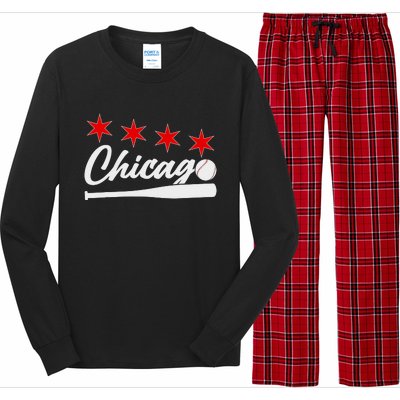 Baseball Chicago Lover Cute Chicago Baseball Bat American Long Sleeve Pajama Set