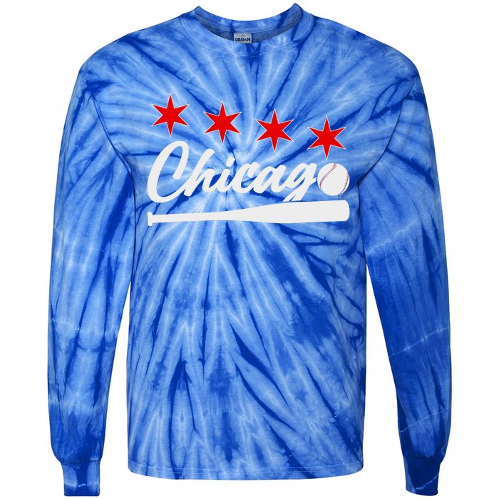 Baseball Chicago Lover Cute Chicago Baseball Bat American Tie-Dye Long Sleeve Shirt