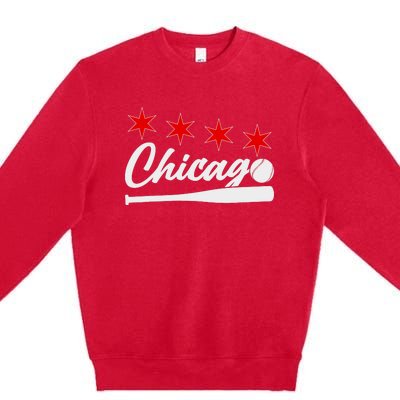 Baseball Chicago Lover Cute Chicago Baseball Bat American Premium Crewneck Sweatshirt