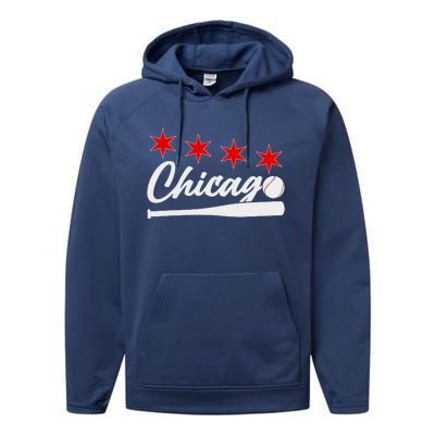 Baseball Chicago Lover Cute Chicago Baseball Bat American Performance Fleece Hoodie