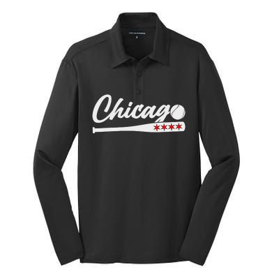 Baseball Chicago Lover Cute Chicago Baseball Bat American Silk Touch Performance Long Sleeve Polo