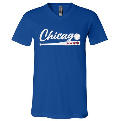 Baseball Chicago Lover Cute Chicago Baseball Bat American V-Neck T-Shirt