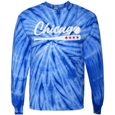 Baseball Chicago Lover Cute Chicago Baseball Bat American Tie-Dye Long Sleeve Shirt