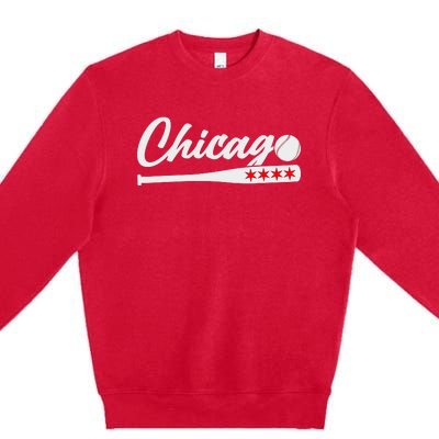 Baseball Chicago Lover Cute Chicago Baseball Bat American Premium Crewneck Sweatshirt