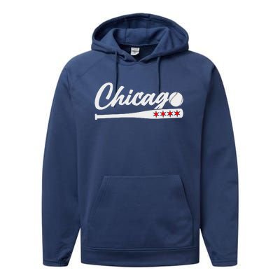 Baseball Chicago Lover Cute Chicago Baseball Bat American Performance Fleece Hoodie