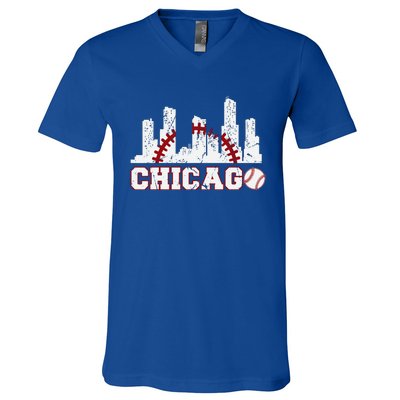 Baseball Chicago Lover Cute Chicago Baseball Bat American V-Neck T-Shirt