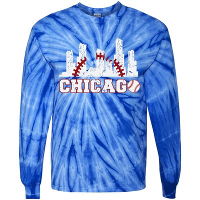 Baseball Chicago Lover Cute Chicago Baseball Bat American Tie-Dye Long Sleeve Shirt