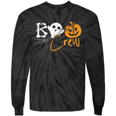 Boo Crew Lazy Halloween Costume Funny Ghost Pumpkin Bones Tie-Dye Long Sleeve Shirt