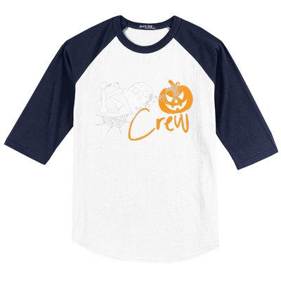 Boo Crew Lazy Halloween Costume Funny Ghost Pumpkin Bones Baseball Sleeve Shirt