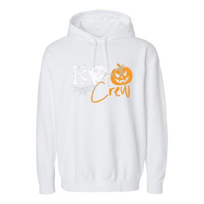 Boo Crew Lazy Halloween Costume Funny Ghost Pumpkin Bones Garment-Dyed Fleece Hoodie