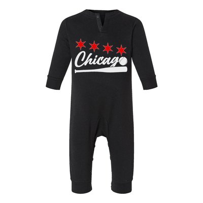 Baseball Chicago Lover Cute Chicago Baseball Bat American Infant Fleece One Piece