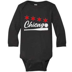 Baseball Chicago Lover Cute Chicago Baseball Bat American Baby Long Sleeve Bodysuit