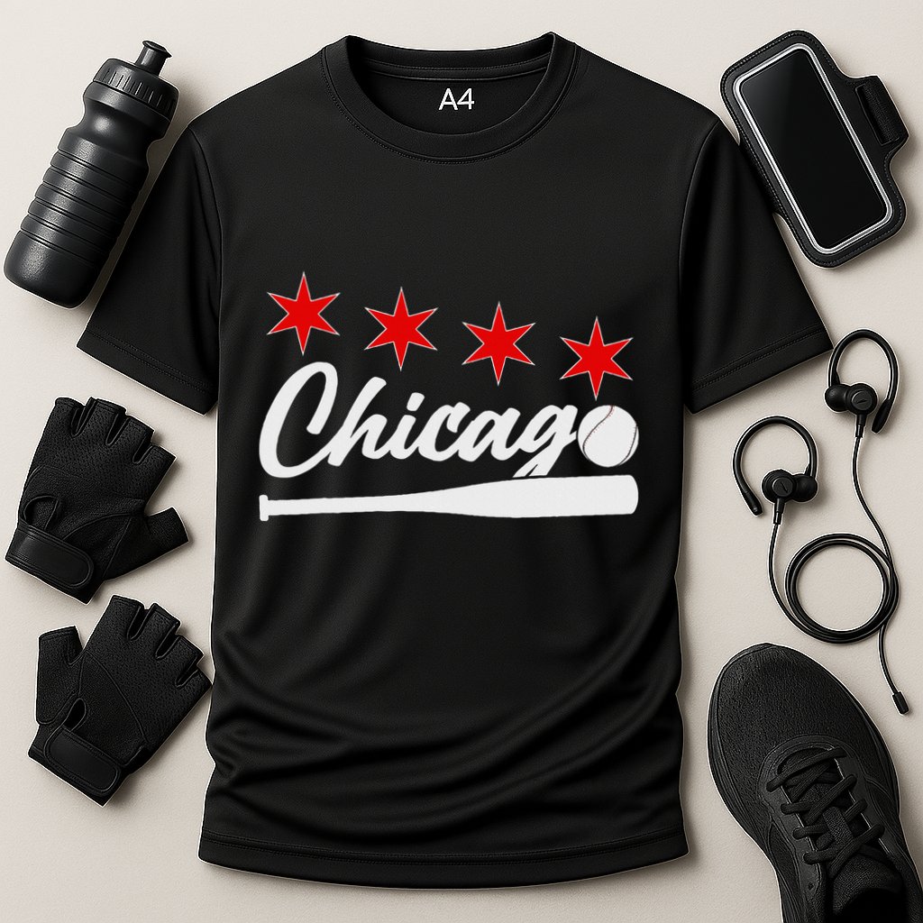 Baseball Chicago Lover Cute Chicago Baseball Bat American Cooling Performance Crew T-Shirt