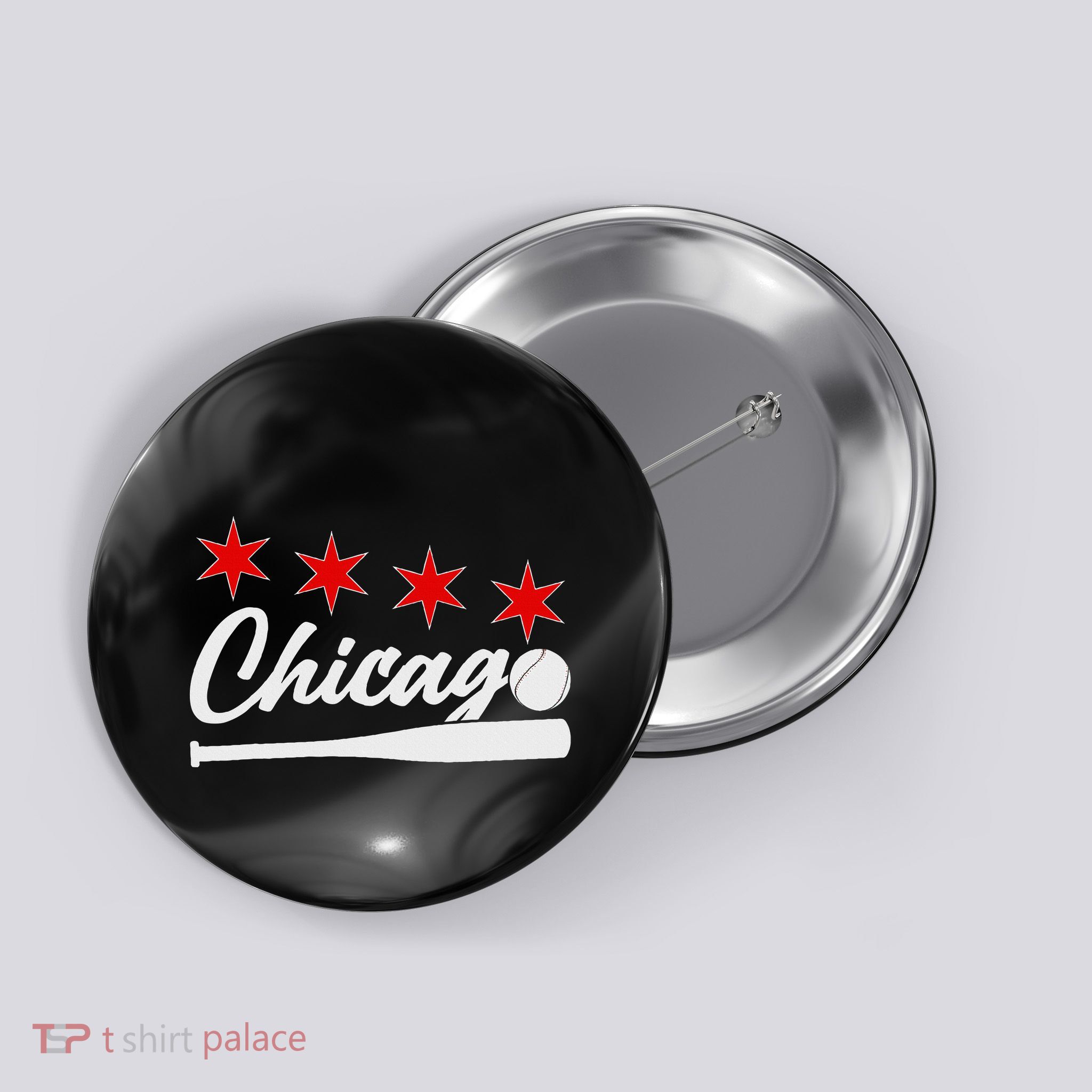 Baseball Chicago Lover Cute Chicago Baseball Bat American Button