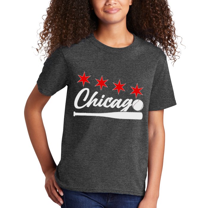 Baseball Chicago Lover Cute Chicago Baseball Bat American Kids T-Shirt
