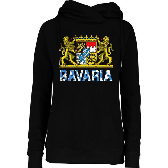 Bavaria Crest Lion Vintage German Oktoberfest Womens Funnel Neck Pullover Hood