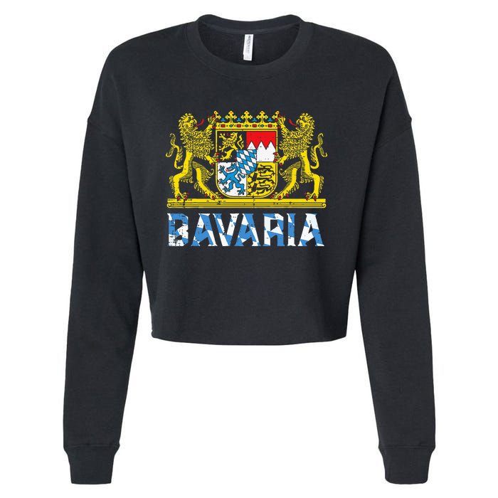 Bavaria Crest Lion Vintage German Oktoberfest Cropped Pullover Crew