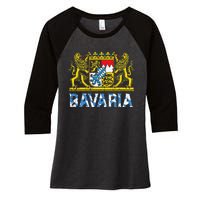 Bavaria Crest Lion Vintage German Oktoberfest Women's Tri-Blend 3/4-Sleeve Raglan Shirt