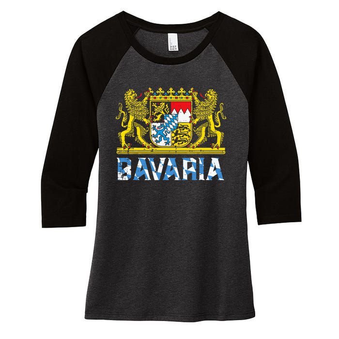 Bavaria Crest Lion Vintage German Oktoberfest Women's Tri-Blend 3/4-Sleeve Raglan Shirt