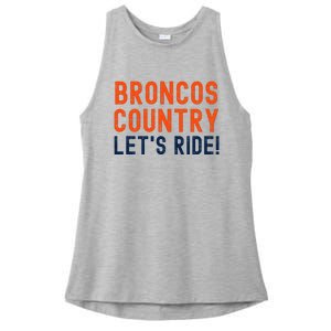 Broncos Country LetS Ride! Sports Team Fans Ladies PosiCharge Tri-Blend Wicking Tank