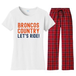 Broncos Country LetS Ride! Sports Team Fans Women's Flannel Pajama Set