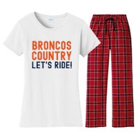 Broncos Country LetS Ride! Sports Team Fans Women's Flannel Pajama Set